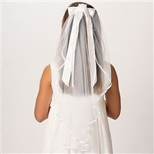 COMMUNION VEIL WITH RIBBON BOW AND FLOWERS