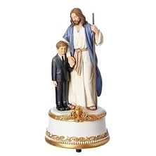 JESUS WITH BOY FIRST COMMUNION - STATUE/MUSIC BOX