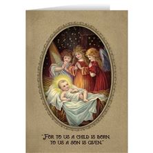 VINTAGE ANGELS IN ADORATION CHRISTMAS CARDS (BOX OF 25)