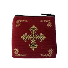 MAROON AND GOLD TAPESTRY ROSARY POUCH