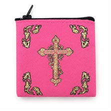 PINK AND GOLD TAPESTRY ROSARY POUCH