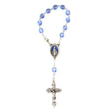 SINGLE DECADE AUTO ROSARY - BLUE ENAMELED MIRACULOUS MEDAL CENTER