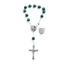 JUBILEE 2025 GREEN GLASS BEAD AUTO ROSARY