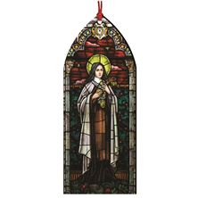 ST THERESE OF LISIEUX STAINED GLASS WOOD ORNAMENT