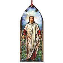 RESURRECTED CHRIST STAINED GLASS WOOD ORNAMENT