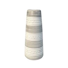 HANDPAINTED TAPER CANDLE STICK/BUD VASE WITH CANDLE (BY MONASTERY OF BETHLEHEM) - SILVER GREY
