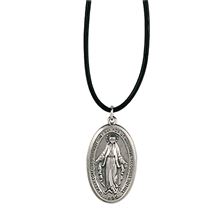 MIRACULOUS MEDAL ON BLACK  CORD