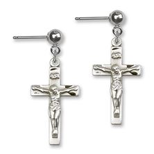 Crucifix Ball Post Earrings