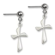Cross Ball Post Earrings