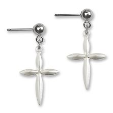 Cross Ball Post Earrings