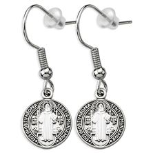 SAINT BENEDICT ROUND STERLING SILVER EARRINGS