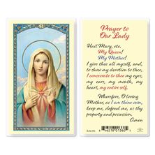 LAMINATED HOLY CARD - PRAYER TO OUR LADY IMMACULATE HEART OF MARY