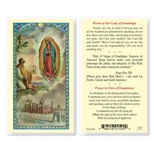 LAMINATED HOLY CARD - O.L. OF GUADALUPE/JUAN DIEGO