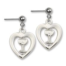 Heart / Chalice Ball Post Earrings