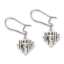 Dangle Heart of Jesus / Cross Earrings