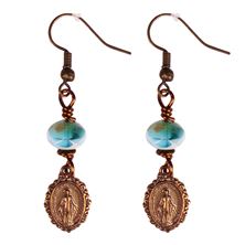 BRONZE MIRACULOUS MEDAL 1 1/4" EARRINGS