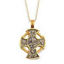 CHRIST THE ALMIGHTY  CROSS (WITH ARCHANGELS and STS JOHN, SERIGIUS and NICHOLAS)-STERLING SILVER and GOLD