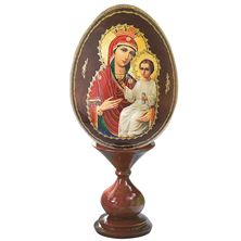 MADONNA AND CHILD ICON WOOD EGG