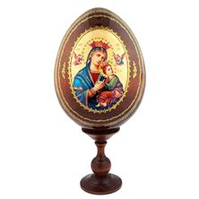 OUR LADY OF PERPETUAL HELP WOODEN EGG ICON