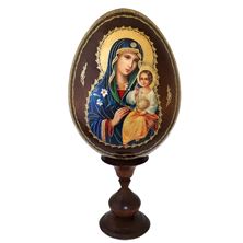VIRGIN MARY ETERNAL BLOOM WOOD EGG ICON