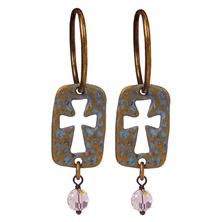 PATINA CROSS HOOP EARRINGS