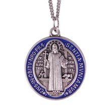 ST. BENEDICT MEDAL WITH ENAMEL INLAY AND CHAIN