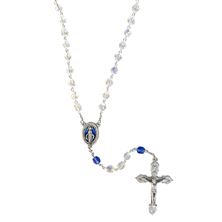 CRYSTAL AND BLUE BEAD ROSARY