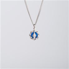 BLUE ENAMELED MIRACULOUS MEDAL NECKLACE WITH 18" CHAIN