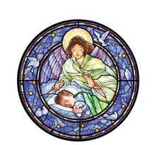 GUARDIAN ANGEL WITH LITTLE BOY STAINED GLASS