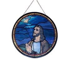 JESUS IN PRAYER STAINED GLASS