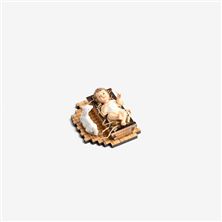 BABY JESUS IN OLIVE WOOD MANGER WITH LAMB ORNAMENT - 3"
