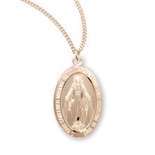 1-inch Gold over Sterling Miraculous Medal with 20&quot; Chain