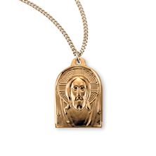 Gold Over Sterling Medal of Shroud Christ with 18&quot; Chain