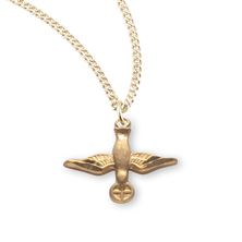 Gold Over Sterling Holy Spirit with Host Medal with 18&quot; Chain