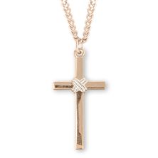 Two-Tone Gold Over Sterling Silver Cross with 24&quot; Chain