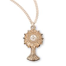 Gold Over Sterling Monstrance Pendant - 1-inch with 18&quot; Chain