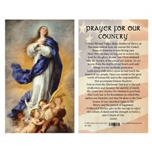 IMMACULATE CONCEPTION - PRAYER FOR OUR COUNTRY LAMINATED HOLY CARD