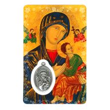OUR LADY OF PERPETUAL HELP HOLY CARD WITH MEDAL
