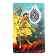 ST. MICHAEL HOLY CARD WITH MEDAL