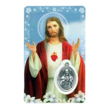 SACRED HEART HOLY CARD WITH MEDAL