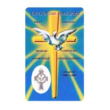 GIFTS OF THE HOLY SPIRIT HOLY CARD WITH MEDAL