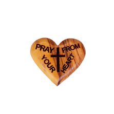 PRAY FROM YOUR HEART - OLIVE WOOD POCKET HEART