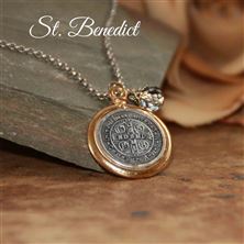 HAND CRAFTED ST. BENEDICT MEDAL - NECKLACE (24")
