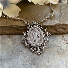HAND CRAFTED OUR LADY OF GRACE (MIRACULOUS MEDAL) - NECKLACE (16")