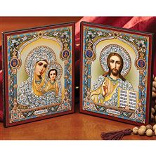 ICON DIPTYCH - VIRGIN MARY AND CHRIST THE TEACHER