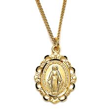 SCALLOPED EDGE GOLD ORNATE MIRACULOUS MEDAL