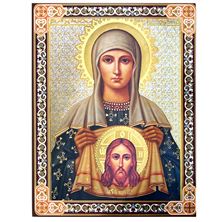 ST. VERONICA'S VEIL ICON WITH EASEL BACK