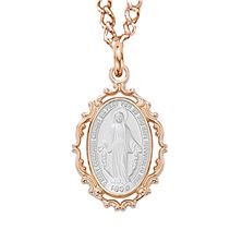 ROSE GOLD AND SILVER FANCY MIRACULOUS MEDAL