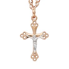 SMALL TWO-TONE CRUCIFIX ROSE GOLD AND SILVER