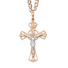 ROSE GOLD TWO-TONE ORNATE CRUCIFIX